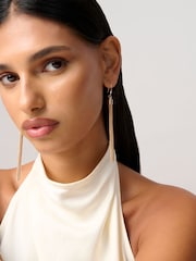 Aela Gold Tone Snake Chain Tassel Drop Earrings - Image 1 of 3