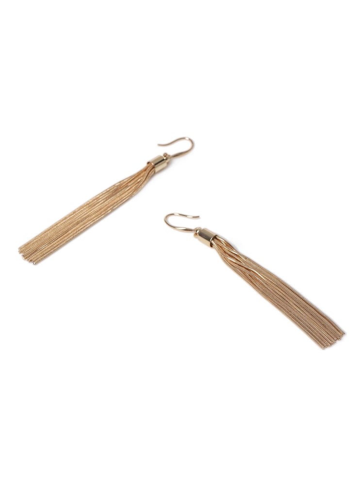 Aela Gold Tone Snake Chain Tassel Drop Earrings - Image 3 of 3