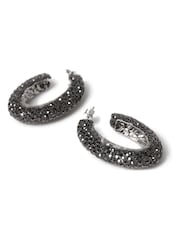 Aela Sparkle Thick Oval Hoop Earrings - Image 2 of 2