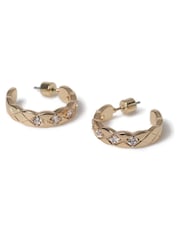 Aela Gold Tone Diamond Quilted Hoop Earrings - Image 3 of 3