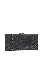 Lotus Black Clutch Bag with Chain - Image 2 of 4