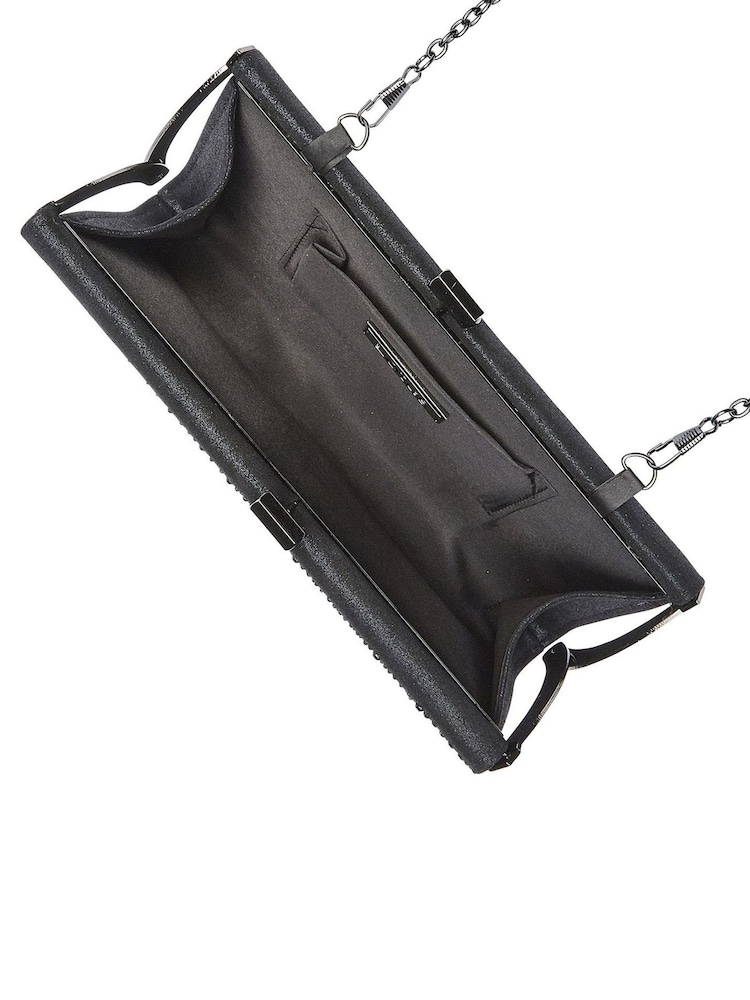 Lotus Black Clutch Bag with Chain - Image 4 of 4
