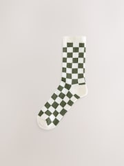 Navy Blue/Berry Red Checkerboard Cushion Sole Ribbed Sport Ankle Socks 3 Pack With Arch Support - Image 3 of 6