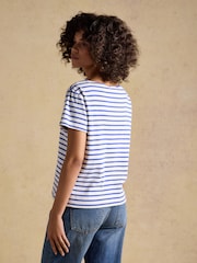 蓝色 - Joules Harbour 短袖船领 100% 棉质条纹衫 - 5的图像2｝