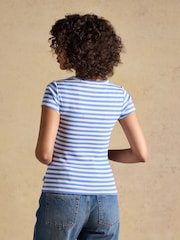 أزرق مقلم - Joules Sophie Short Sleeve Ribbed Fitted T-Shirt - صورة 2 من 7