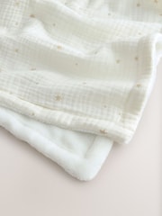 Neutral Delicate Star Muslin Baby Fleece Blanket - Image 3 of 4