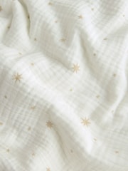 Neutral Delicate Star Muslin Baby Fleece Blanket - Image 4 of 4