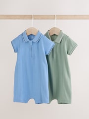 Albastru/Verde - Smart Collar Baby Rompers 2 Pack - Imaginea 1 din 9