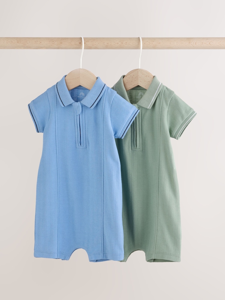 Albastru/Verde - Smart Collar Baby Rompers 2 Pack - Imaginea 1 din 9 Albastru/Verde - Smart Collar Baby Rompers 2 Pack - Imaginea 1 din 9