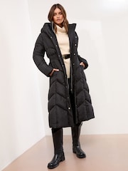 Lipsy Black Petite Longline Double Layer Padded Coat - Image 1 of 6