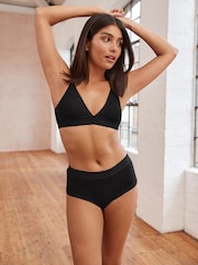 Black Cotton Logo Triangle Bralette and Shorts Set - Image 1 of 10