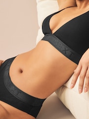 Black Cotton Logo Triangle Bralette and Shorts Set - Image 6 of 10