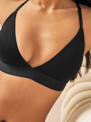 Black Cotton Logo Triangle Bralette and Shorts Set - Image 7 of 10