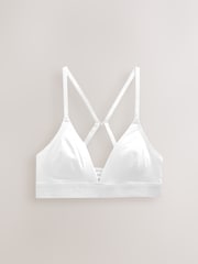 White Cotton Logo Triangle Bralette and Shorts Set - Image 10 of 11