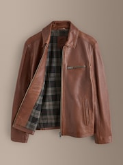 Brown Leather Zip Through Jacket - Image 11 of 15