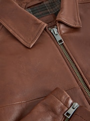 Brown Leather Zip Through Jacket - Image 13 of 15