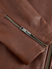 Brown Leather Zip Through Jacket - Image 14 of 15