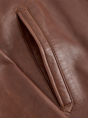 Brown Leather Zip Through Jacket - Image 15 of 15