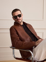 Brown Leather Zip Through Jacket - Image 3 of 15