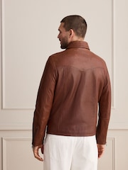 Brown Leather Zip Through Jacket - Image 4 of 15