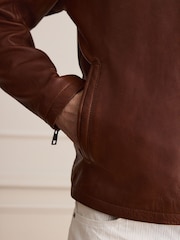 Brown Leather Zip Through Jacket - Image 7 of 15