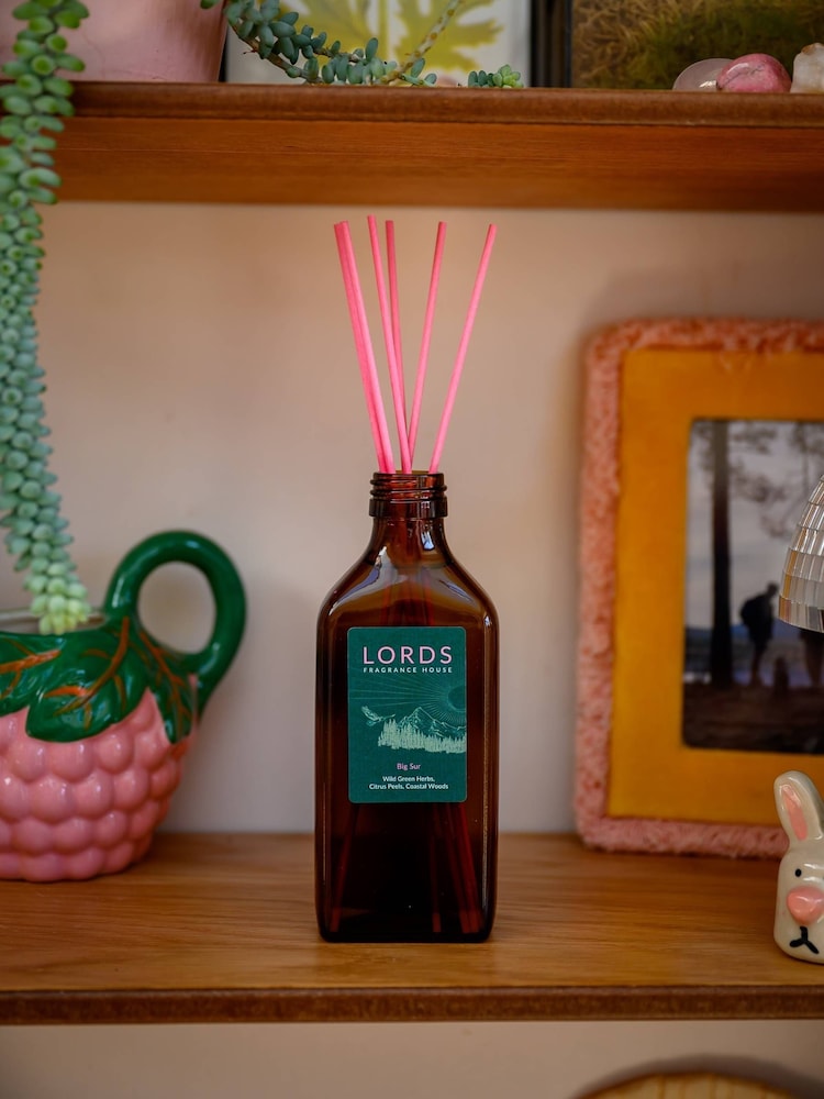 Lords Fragrance House Big Green Sur Amber Glass Pink Sticks Reed Diffuser 200ml - Image 2 of 5