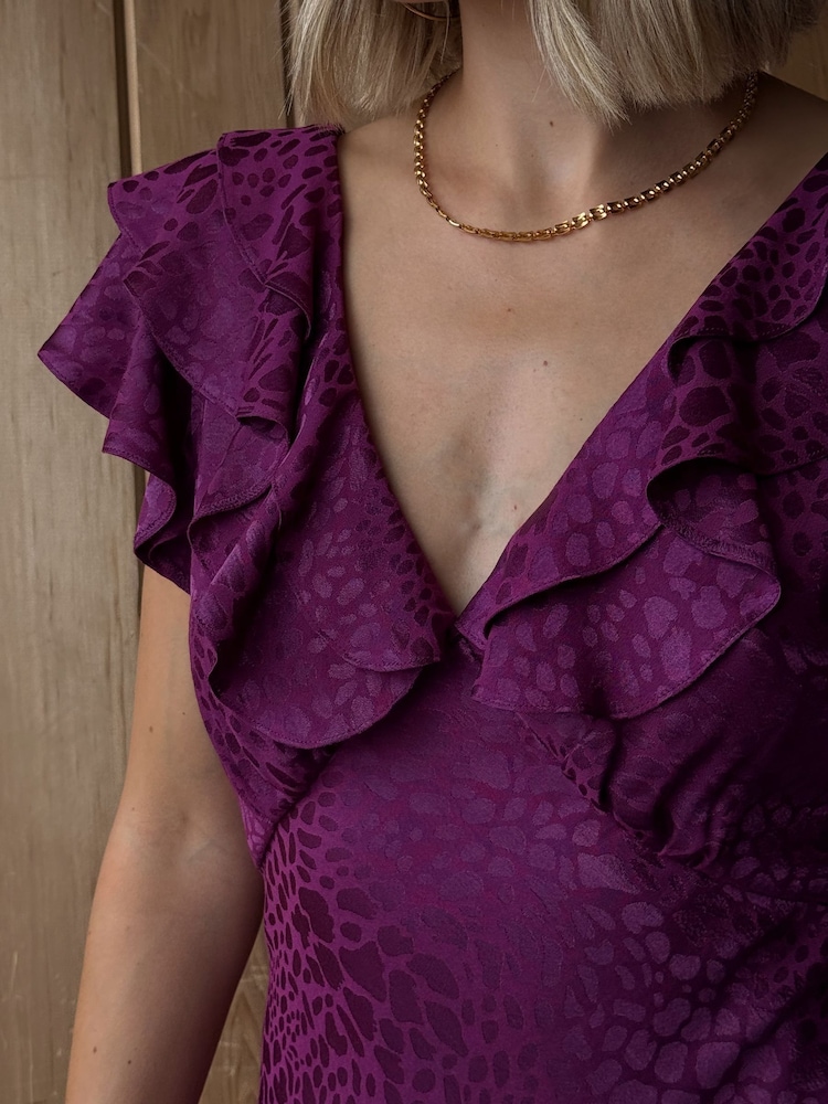 Never Fully Dressed Purple Viscose Jacquard Tilda Dress - Image 2 of 6 Never Fully Dressed Purple Viscose Jacquard Tilda Dress - Image 2 of 6