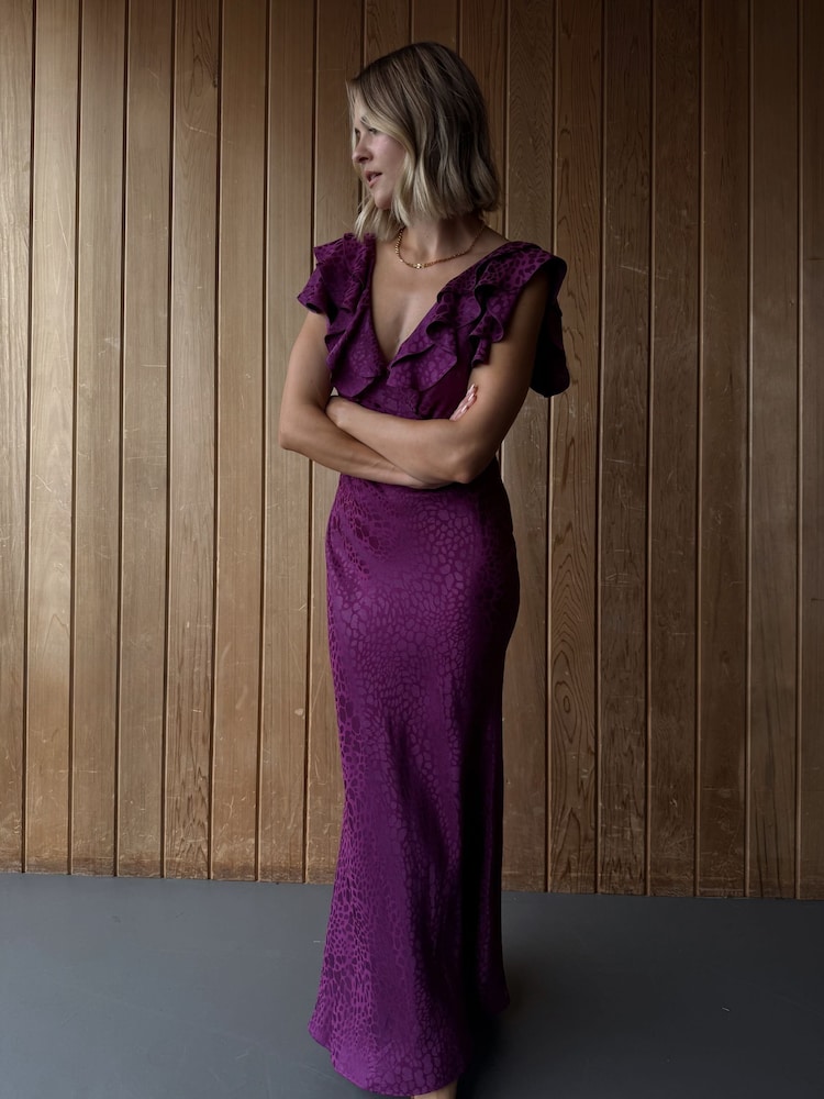 Never Fully Dressed Purple Viscose Jacquard Tilda Dress - Image 6 of 6 Never Fully Dressed Purple Viscose Jacquard Tilda Dress - Image 6 of 6