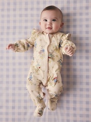 Cream Bunny Cath Kidson Bunny Baby Sleepsuit - Image 1 of 8