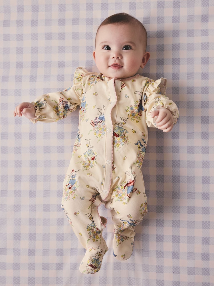 Cream Bunny Cath Kidson Bunny Baby Sleepsuit - Image 1 of 8 Cream Bunny Cath Kidson Bunny Baby Sleepsuit - Image 1 of 8