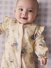 Cream Bunny Cath Kidson Bunny Baby Sleepsuit - Image 2 of 8