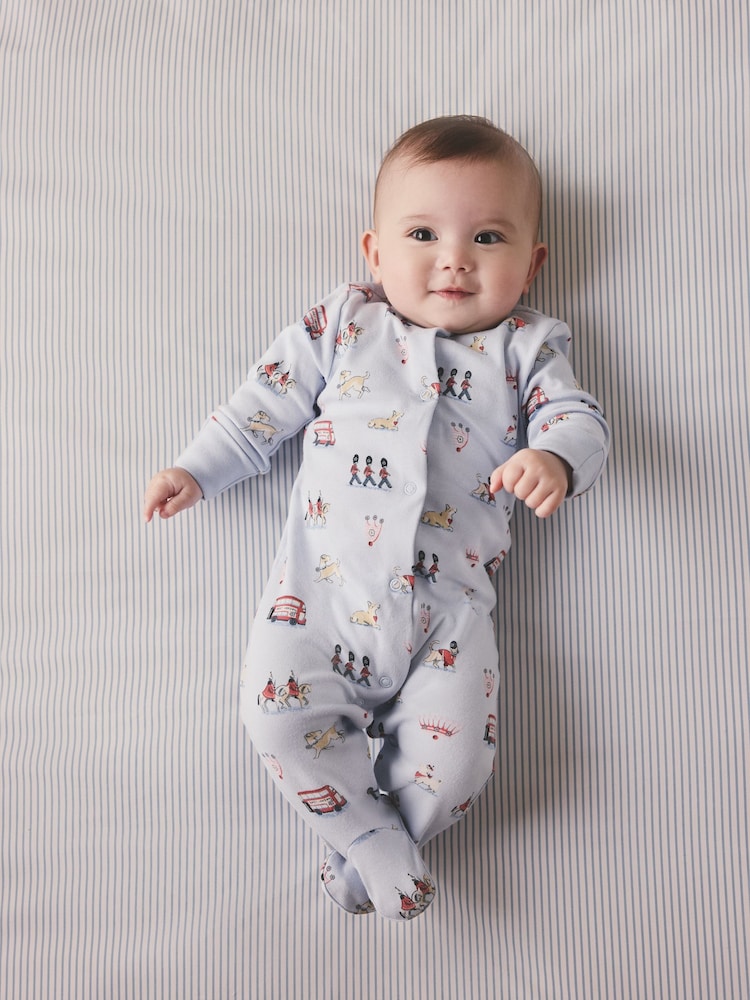 Blue Cath Kidston London Baby Sleepsuit - Image 1 of 10 Blue Cath Kidston London Baby Sleepsuit - Image 1 of 10