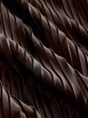 Nothing Ordinary Chocolate Brown Plisse Wide Leg Trousers - Image 7 of 8