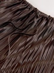 Nothing Ordinary Chocolate Brown Plisse Wide Leg Trousers - Image 8 of 8