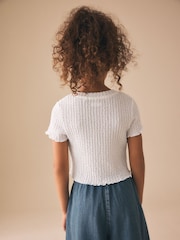 أبيض - تيشرت منسوج بملمس بارز (3-16 سنة) - صورة 3 من 6