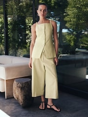 Lime Green Linen Rich High Neck Waistcoat - Image 2 of 5