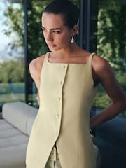 Lime Green Linen Rich High Neck Waistcoat - Image 3 of 5