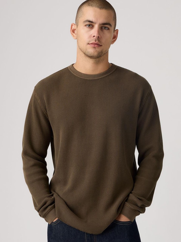 Levi's® Brown Long Sleeved Relaxed Thermal Oversized T-Shirt - Image 1 of 6