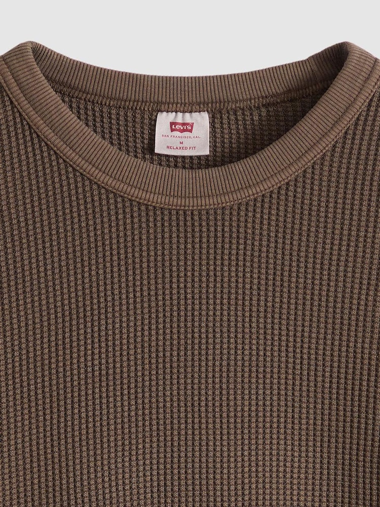 Levi's® Brown Long Sleeved Relaxed Thermal Oversized T-Shirt - Image 6 of 6