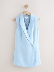 Light Blue Asymmetric Longline Waistcoat - Image 6 of 8