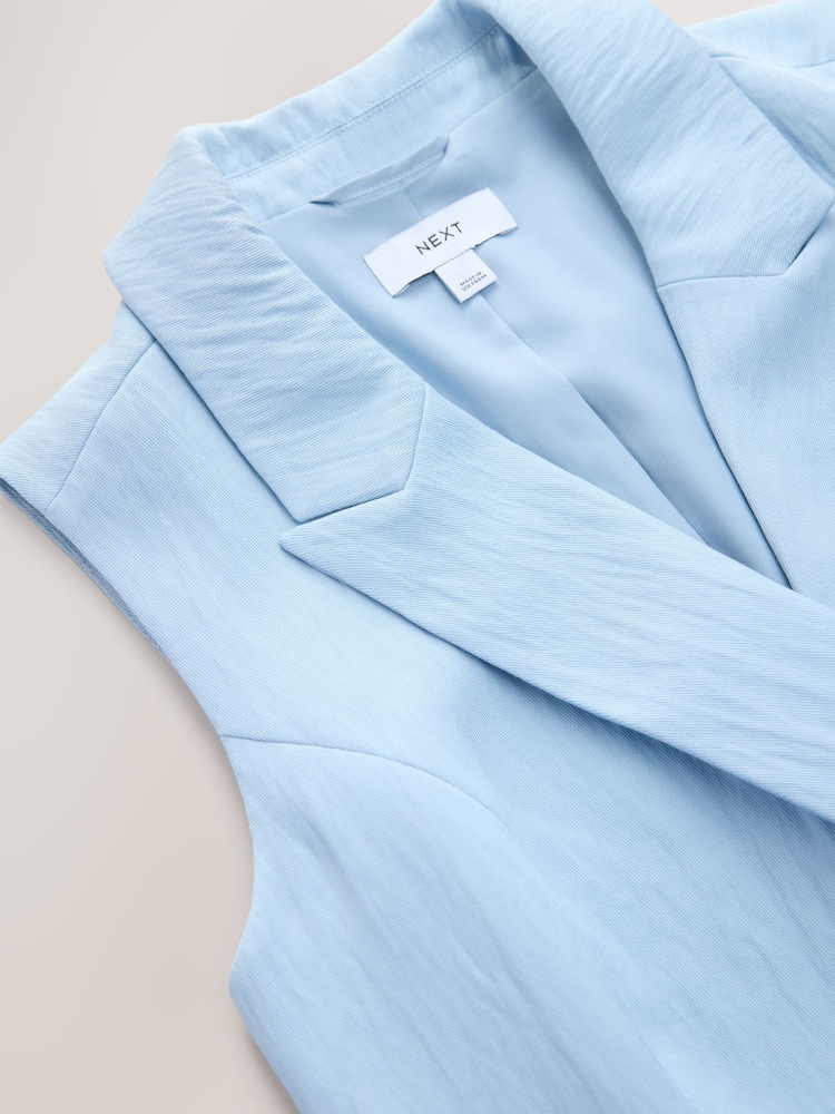 Light Blue Asymmetric Longline Waistcoat - Image 8 of 8