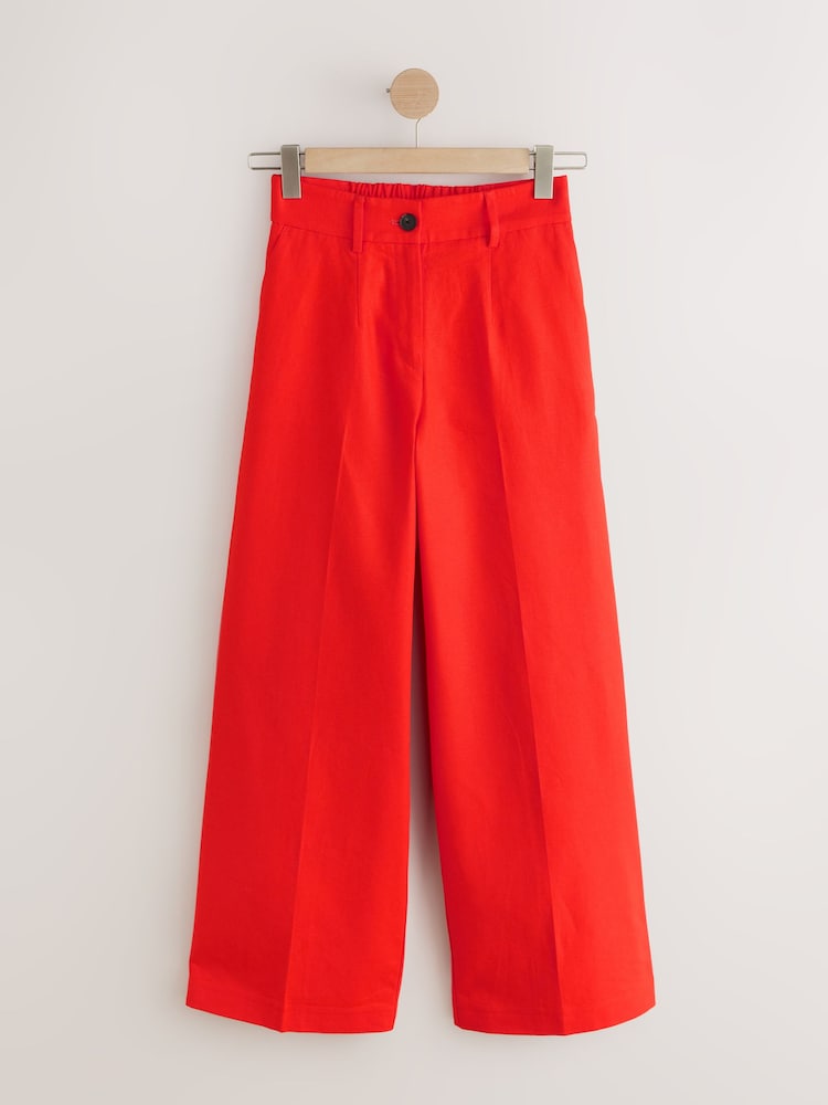 Red Linen Rich Wide Leg Trousers - Image 1 of 3