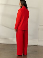 Rojo - Pantalones de lino de pernera ancha - Imagen 4 de 8