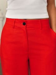 Rojo - Pantalones de lino de pernera ancha - Imagen 5 de 8