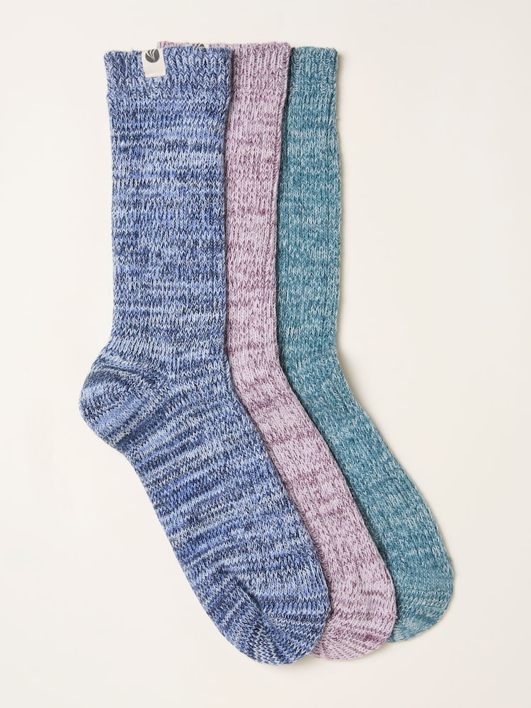FatFace Blue 3 Pairs of Boot Socks - Image 1 of 2 FatFace Blue 3 Pairs of Boot Socks - Image 1 of 2