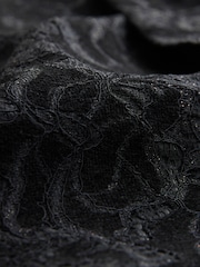 Nothing Ordinary Black Sparkle Lace Bow Mini Shift Dress - Image 8 of 11