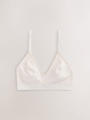 Blue/Grey/Cream DD+ Non Padded Non Wire Cotton Ribbed Logo Bralettes 3 Pack - Image 2 of 6