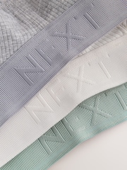 Blue/Grey/Cream DD+ Non Padded Non Wire Cotton Ribbed Logo Bralettes 3 Pack - Image 5 of 6