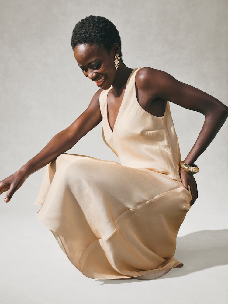 green emerald velvet dress Gold long slip dress – Redemption main image 0
