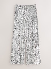 Nothing Ordinary Silver Sequin High Waist Wide Leg Trousers - Image 7 of 11